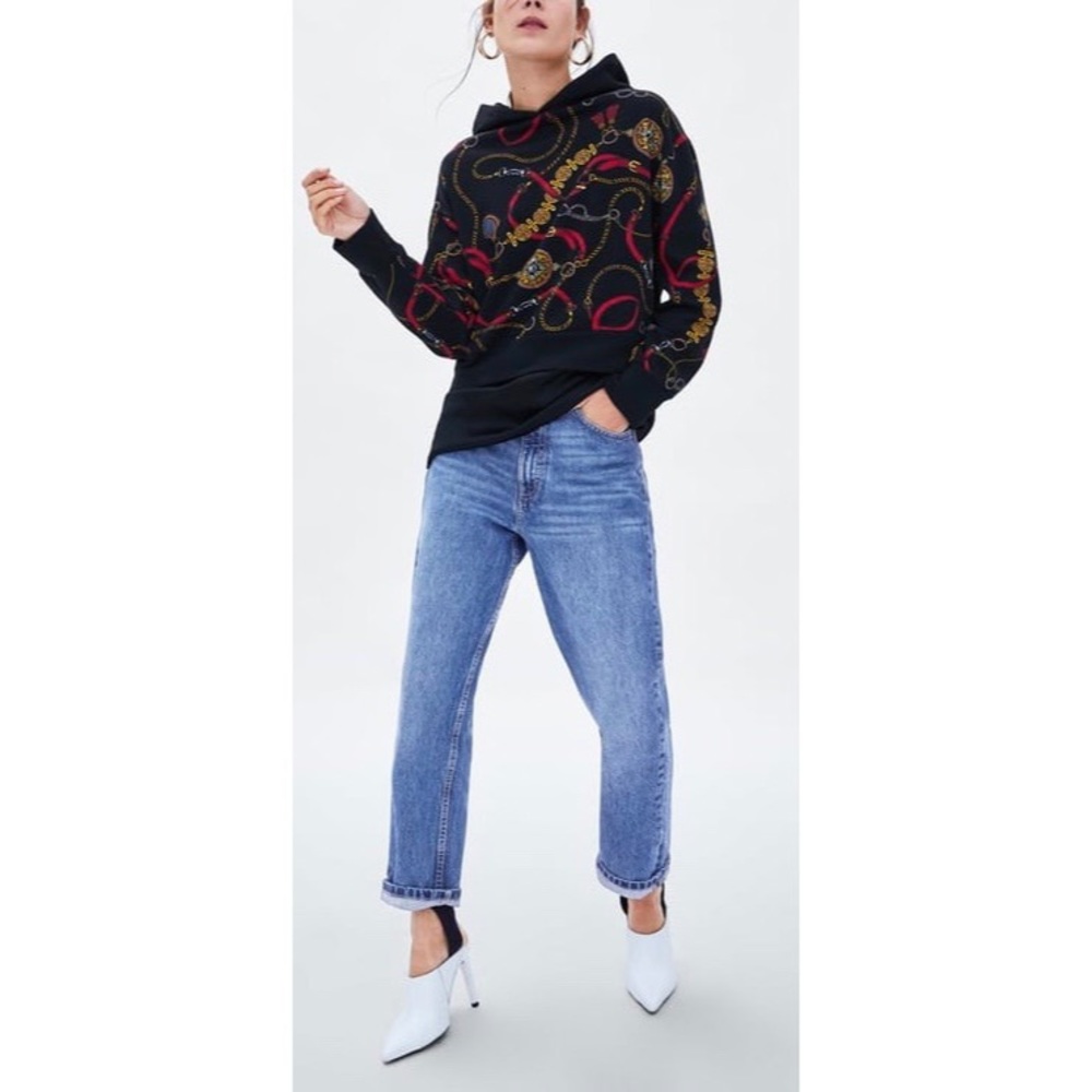 🔥ZARA - Gold Chains Printed Pullover Hoodie